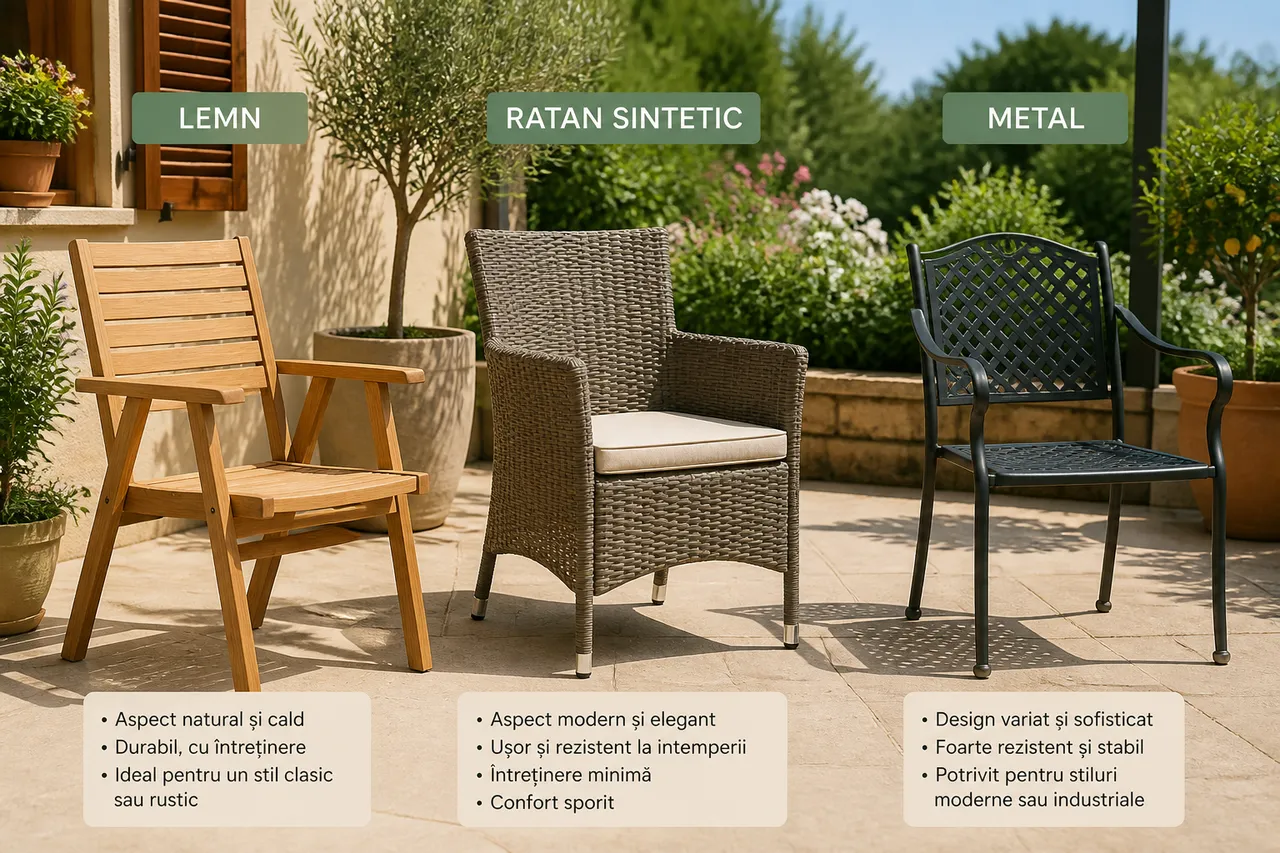 mobilier grădină materiale rezistente soare