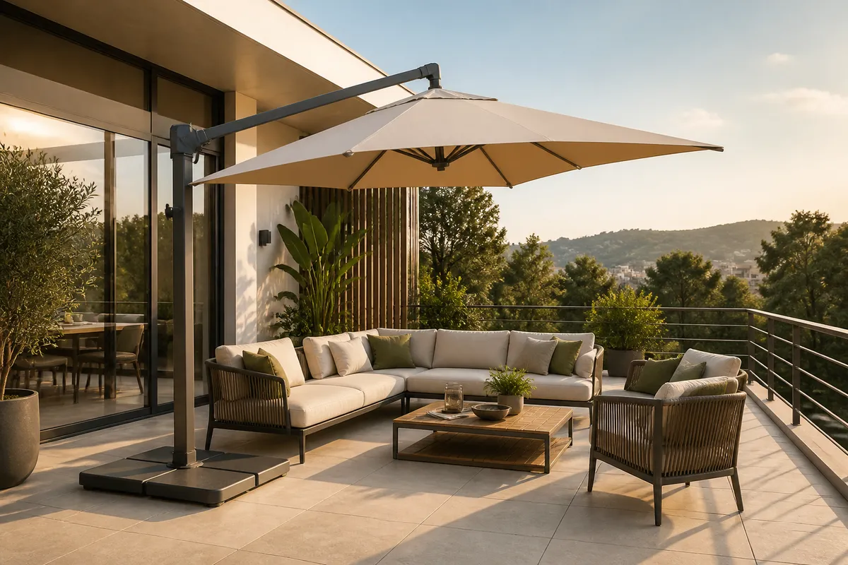 umbrelă soare laterală terasă modernă exterior