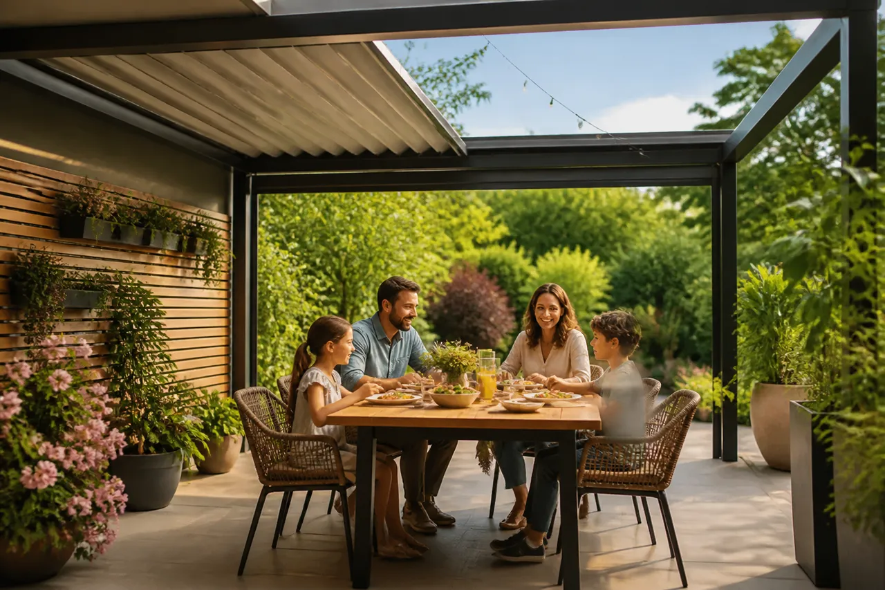 controlul luminii sub pergola retractabilă