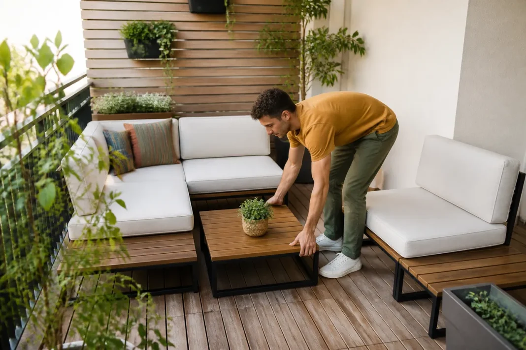 Mobilierul modular pentru terase compacte schimbă rapid funcțiunea spațiului