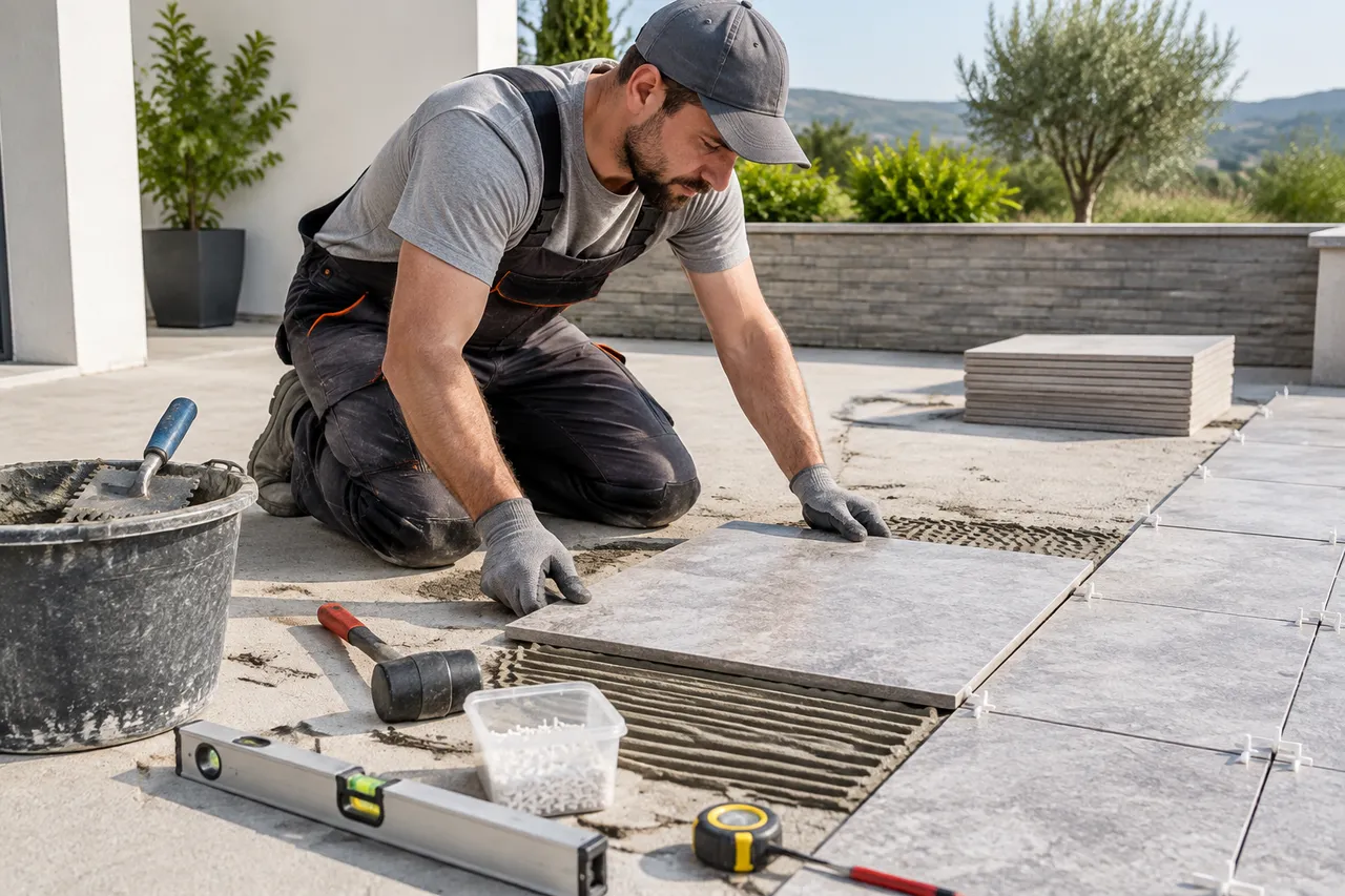montaj corect pentru piatră naturală și ceramică la exterior