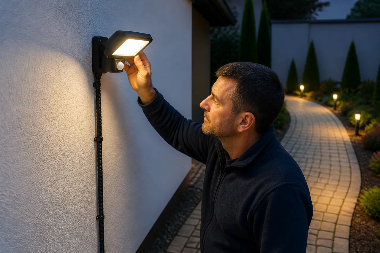 verificarea iluminatului de grădină cu senzori