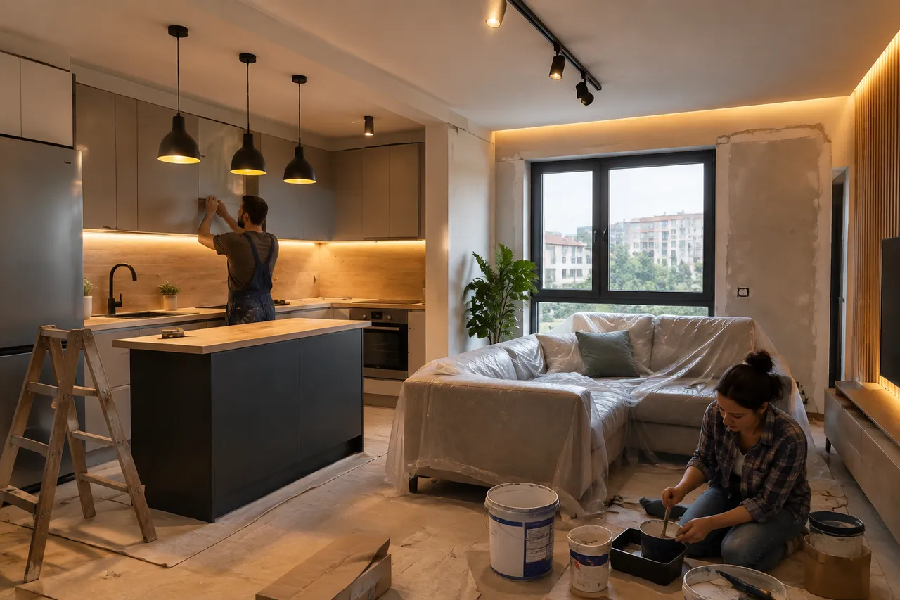 iluminat pe zone într-o locuință renovată