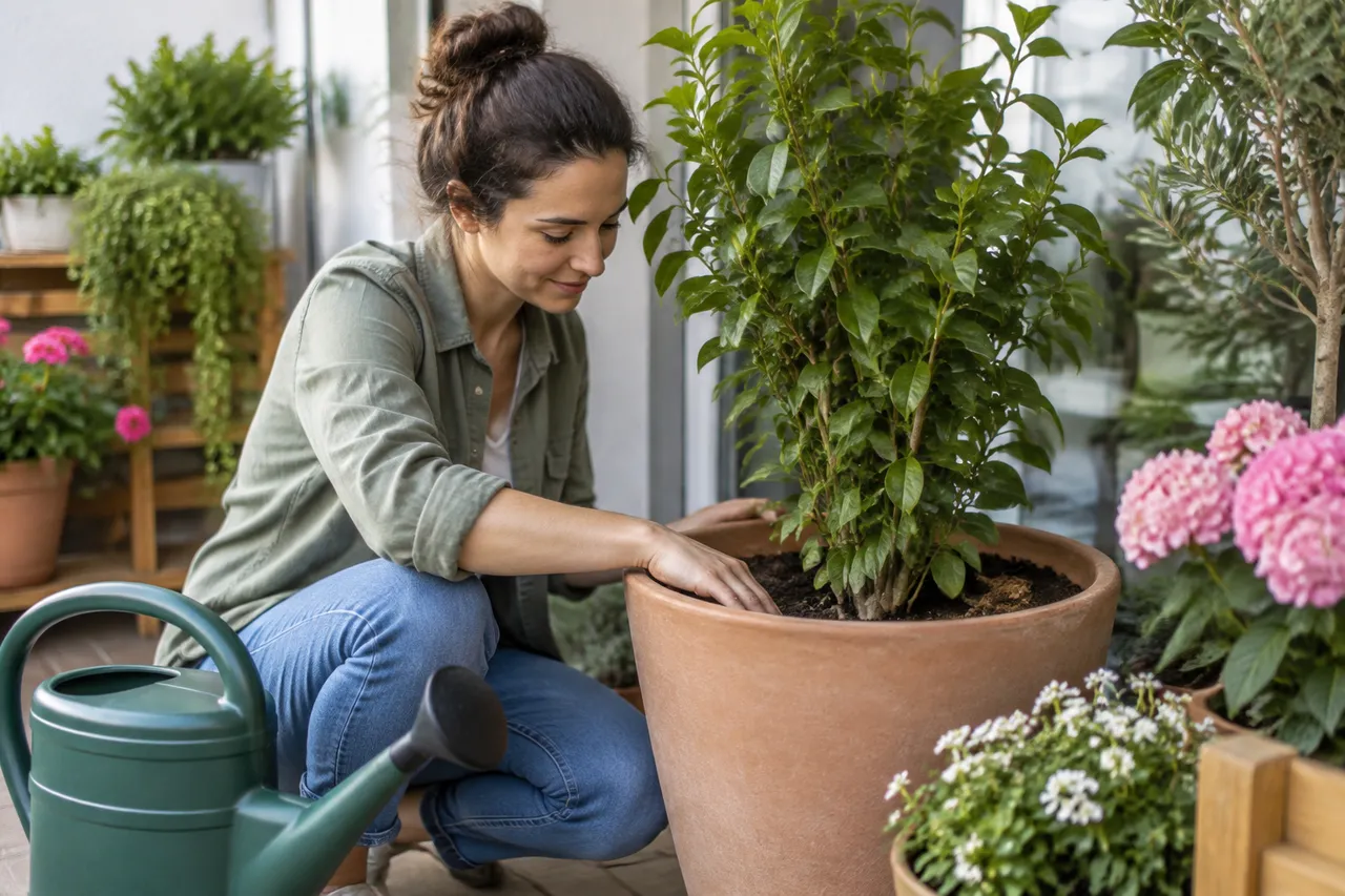udarea plantelor din containere mari